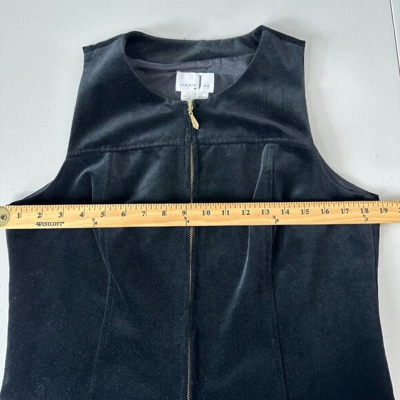 Studio Jax Black Vest Velvet Full Zip Minimalist Y2K Cotton Canada Size 12 - Picture 7 of 9
